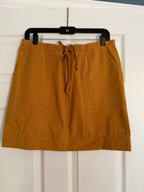 Anthropologie TINY Mustard Canvas Utility Mini Skirt, Drawstring Waist, Size M